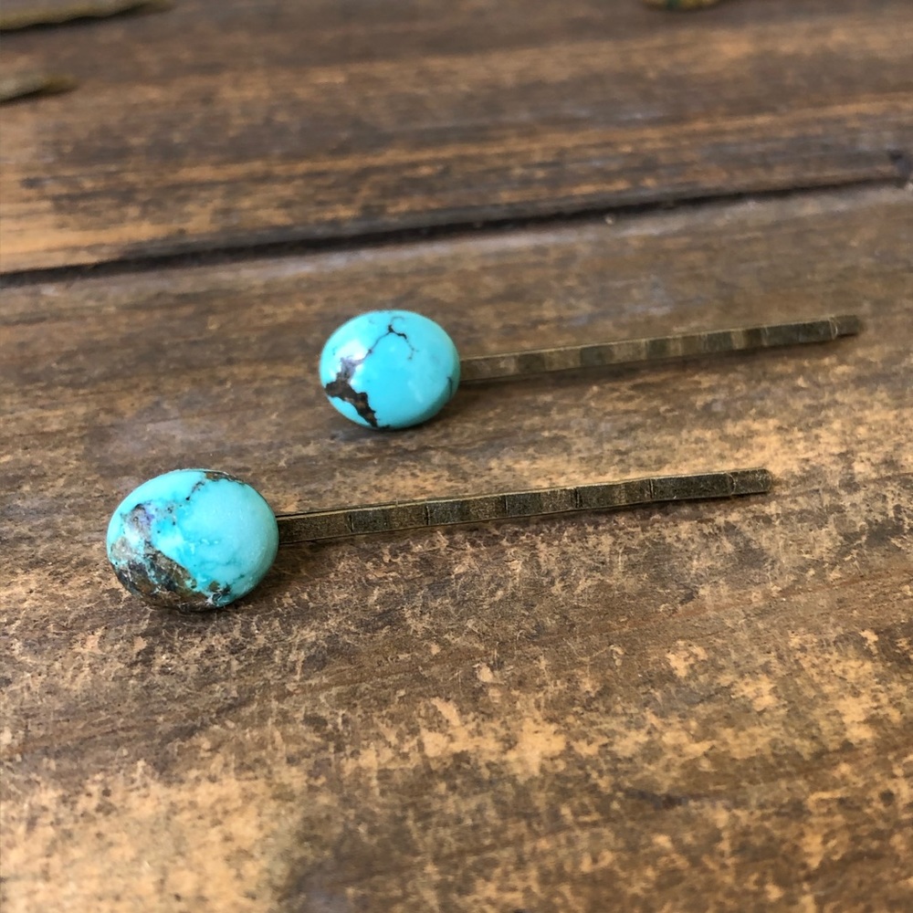 Turquoise Gemstone Hair Accessory - Bobby Pins